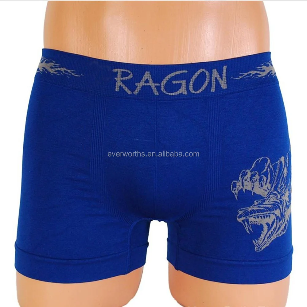 Mens seamless microfiber nylon spandex boxer shorts
