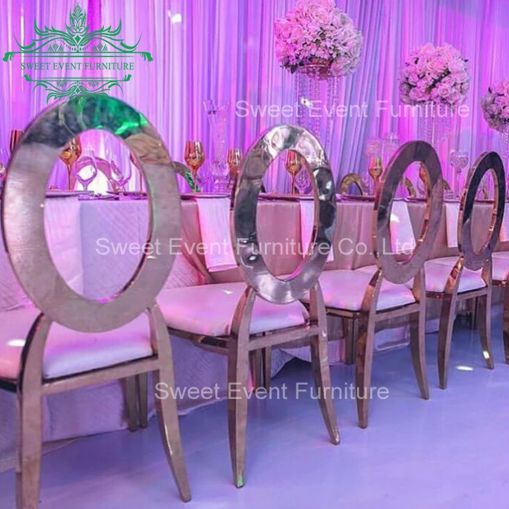 Sweet foshan furniture oval back stainless steel hotel banquet chair