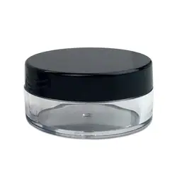10ml 1/3 oz PS Clear Round Plastic Sample Cream Box Plastic Container with Black Lids