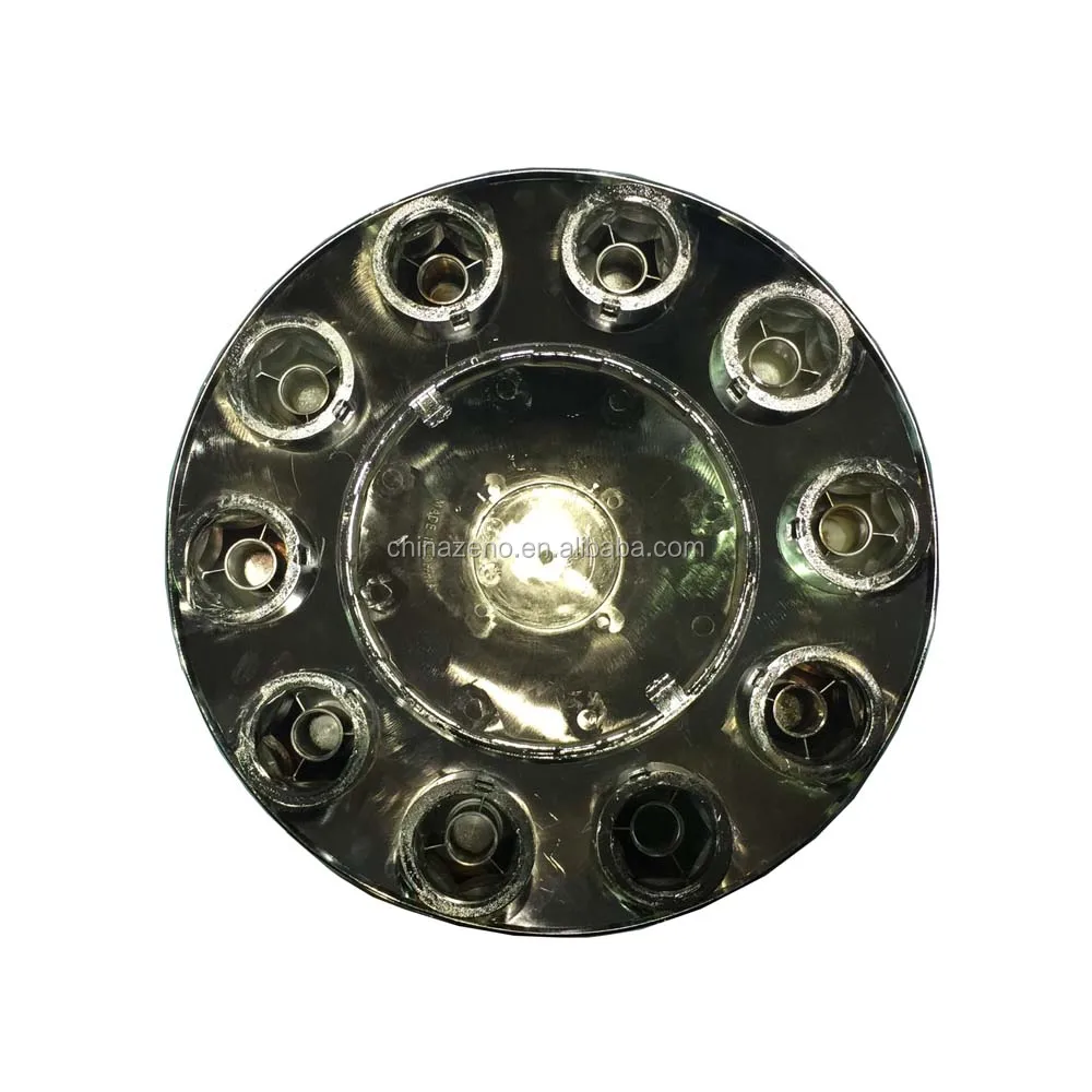 Chrome Plastic Semi Truck Front Wheel Axle Hub Covers / 33mm / Removable Caps