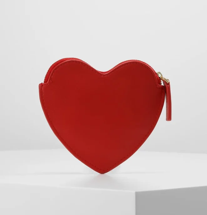 High Quality Heart Shape Genuine Leather Shiny Leather Coin Purse Wallet