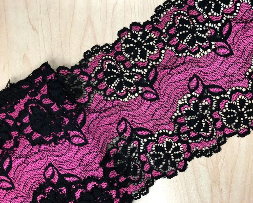 Hot Sale New Design Wide Elastic Lace Trim Vivid Flower Spandex Stretch Lace Fabric For Garment