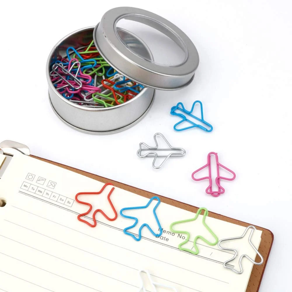 Cute airplane Paper clips colorful  Metal Clips Bookmarks School Office Supplies Present