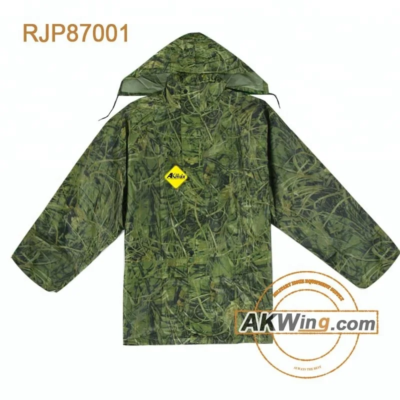 Army Forest Camouflage PVC Raincoat Police Rain Suits Military Raincoat