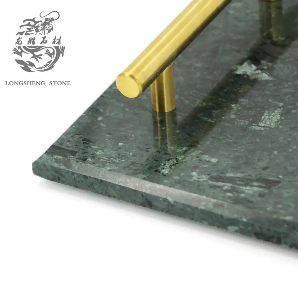wholesale White Metal handles Marble serving Tray for party