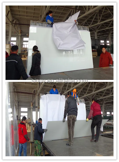 Jumbo size RAL 9010 Soft White Back Painted Glass ( opaque white glass) , white lacquered glass, for interior applications