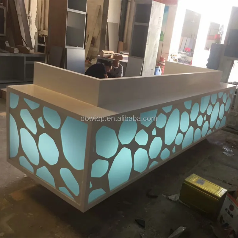 Custom Made Wood Acrylic Marble Countertop Modern Style Front Hotel Reception Desks White Design