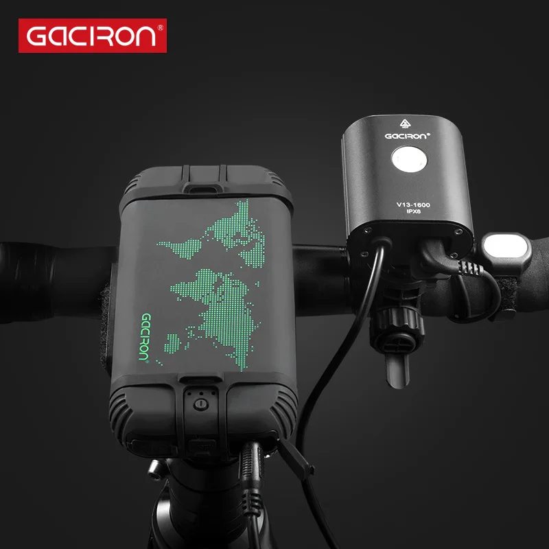 Gaciron Newest Split Type V13 1600Lumen Mountain Bike Light 2 Leds External Battery Rechargeable Bicycle Light For Race