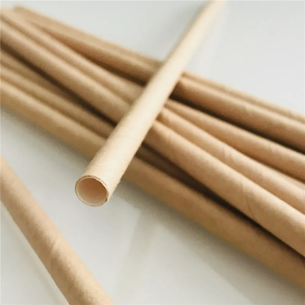 Brown Kraft Paper Wrapped Straws Biodegradable Drinking Straws