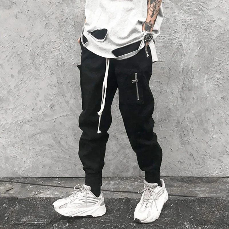 
OEM wholesale hip hop tracksuits pocket mens cargo work wear street style trousers slim fit pants stock dropshipping 