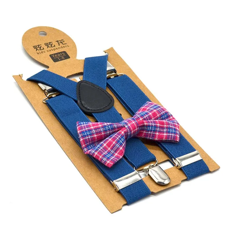 Рост 80-150 см; Детские брюки на подтяжках; Комплект с галстуком-бабочкой для мальчиков и девочек; Школьная детская одежда; Эластичный и удобный материал