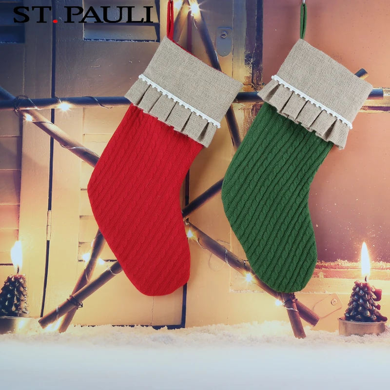 new item indoor hanging decoration burlap wool blank christmas stockings for custom