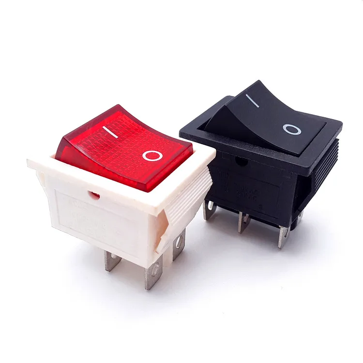 HF hot sale Double throw t105/55  DPDT ON-OFF neon lamp 12a 125vac rocker switch kcd4