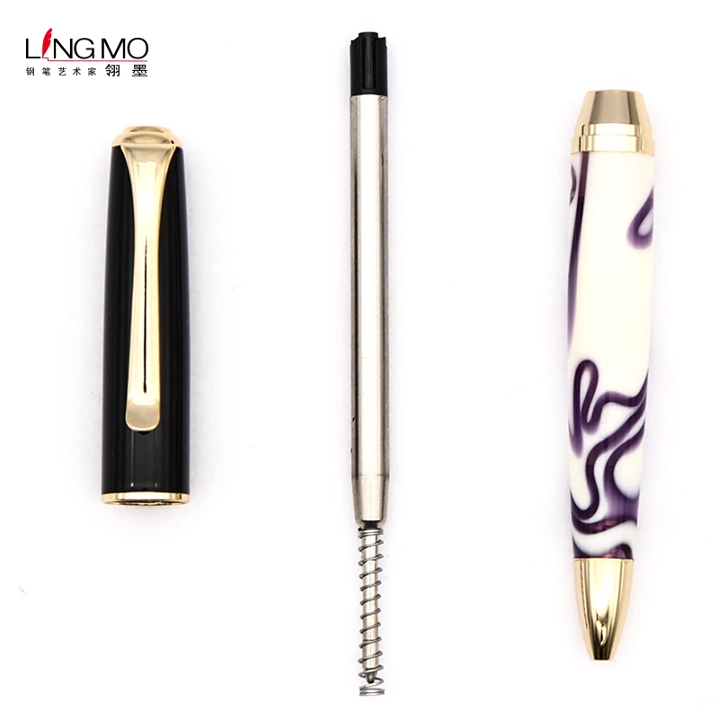 Lingmo Luxury High Quality Gift Marble Resin Ball Pen Acrylic Ballpoint Pen With CustomLogo