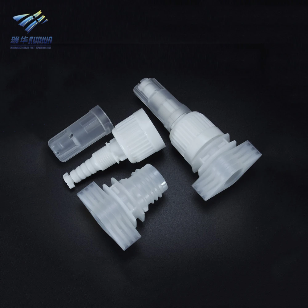 
Medicine packing bag plastic dropper spout and flat cap 