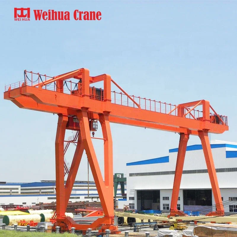 Weihua steel box beam structure gantry crane 35t 50t 5t 100t with winch trolley on rails