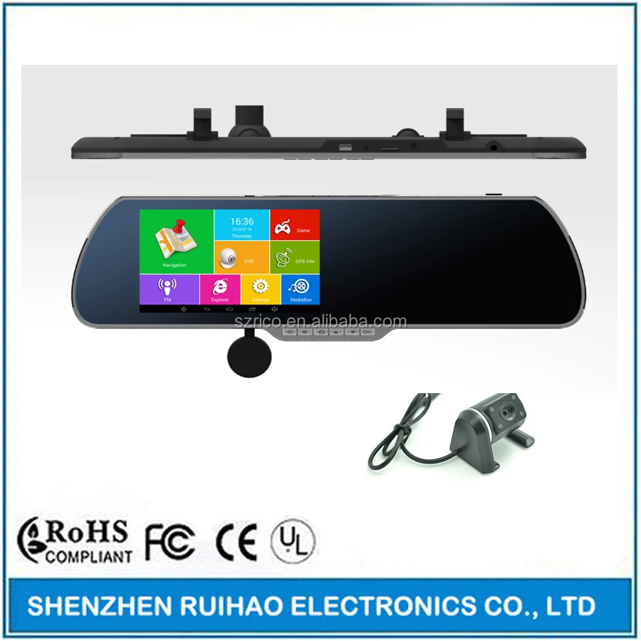 Android-DVR автомобиля GPS зеркало с двойной записи камеры