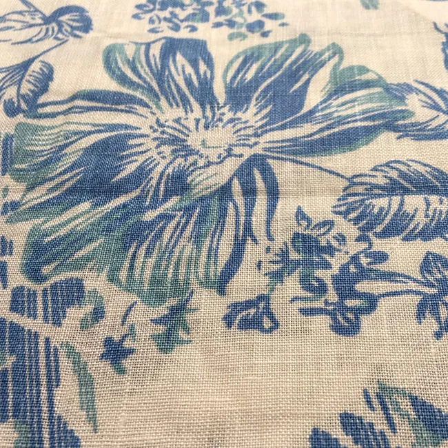 wholesale low price 100% linen printed fabrics with woven technics for cloth