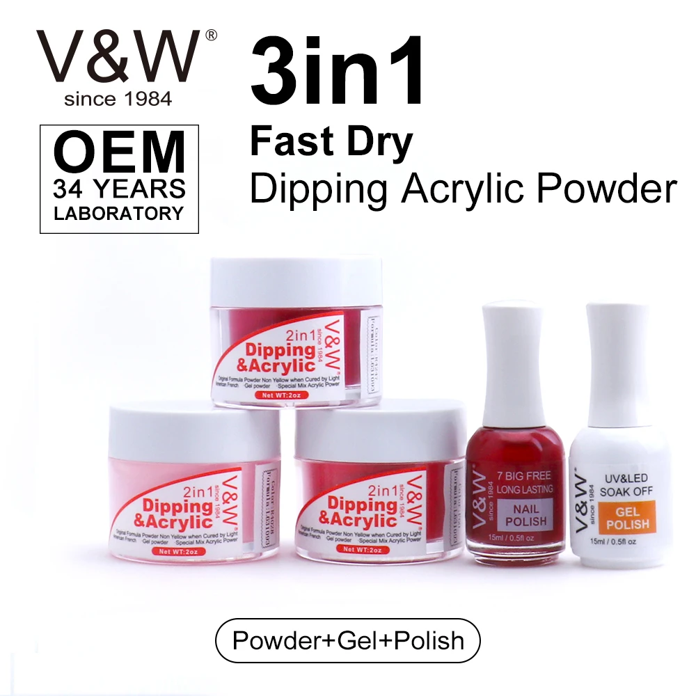 VW Wholesale Fast Dry 3 In 1 Dip Powder Kit Nails Dipping Powder System Acrylic Powder For Dipping French Color Starter Kit