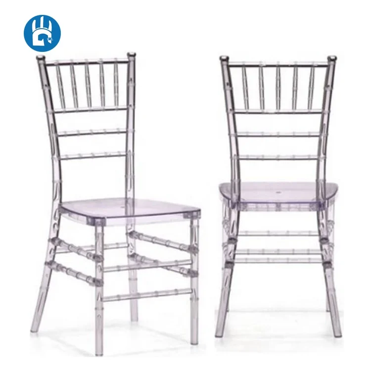 Restaurant wedding stacking transparent clear acrylic chiavari chair with white removable cushion