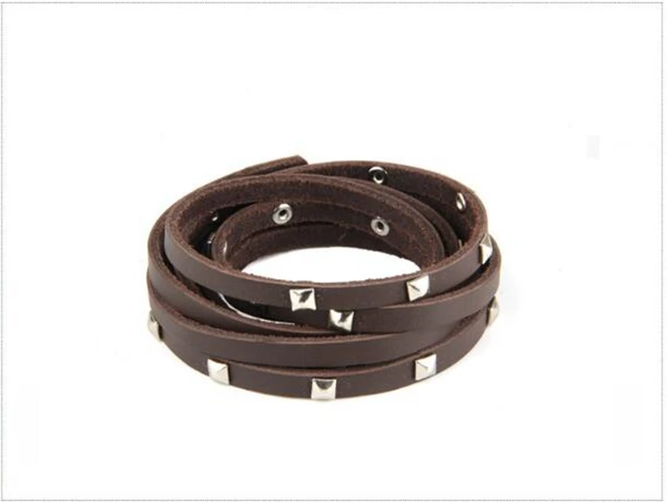 Punk style top layer leather bracelet for young