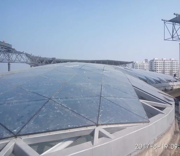 Curved Space Frame Glass Roof Design Structural Steel Shed
