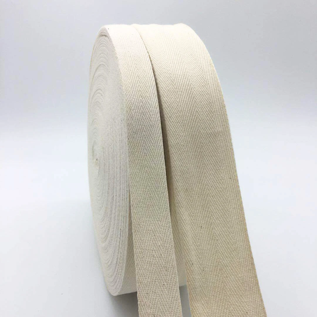 Hot Sale Organic Cotton Tape Webbing Twill Natural/Black/White Color,Size 6-60mm