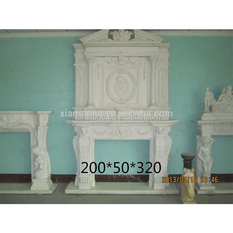 High polished indoor decoration marble stone fireplace mantel