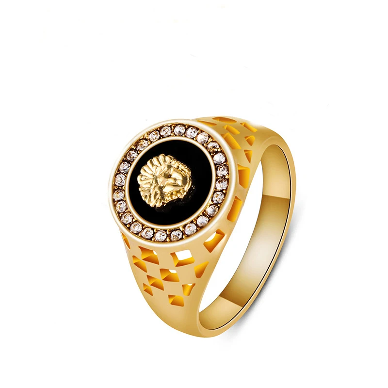 Европейское и американское креативное кольцо со стразами в виде головы льва для мужчин