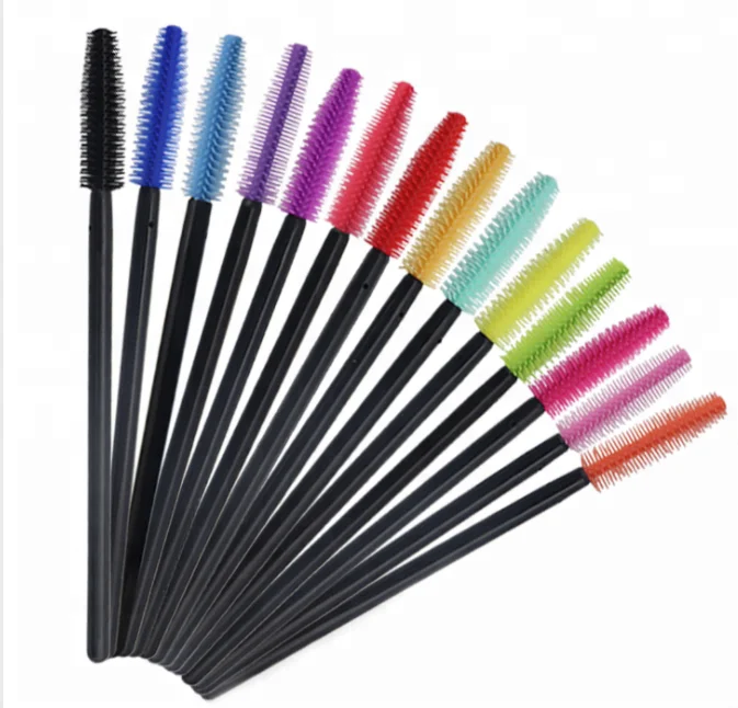 50pcs Disposable Silicone Eyelash Brush Mascara Make Up Gloss Wands Applicator Eyelash Extension Tool