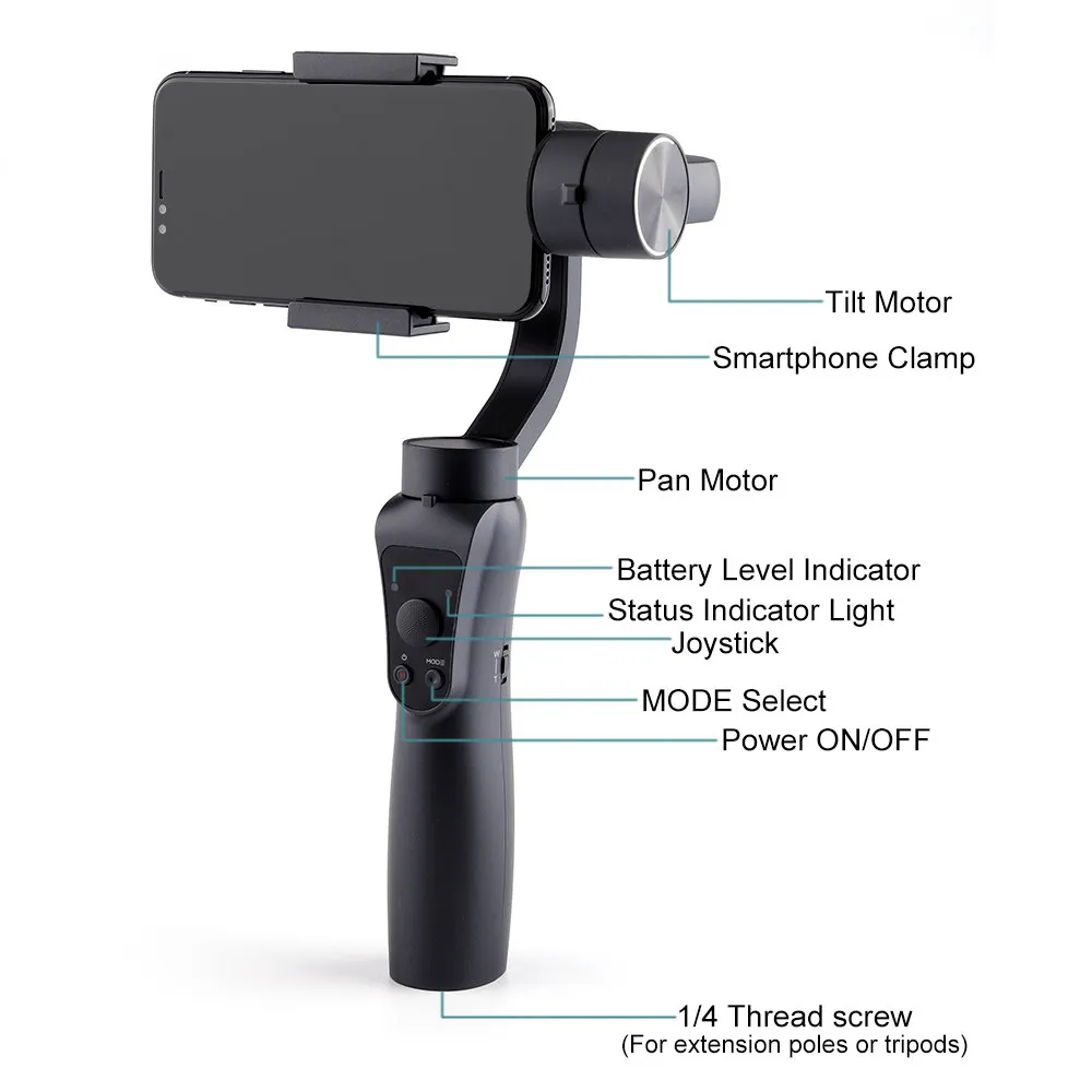 Handheld 3 axis camera gimbal smartphone stabilizer