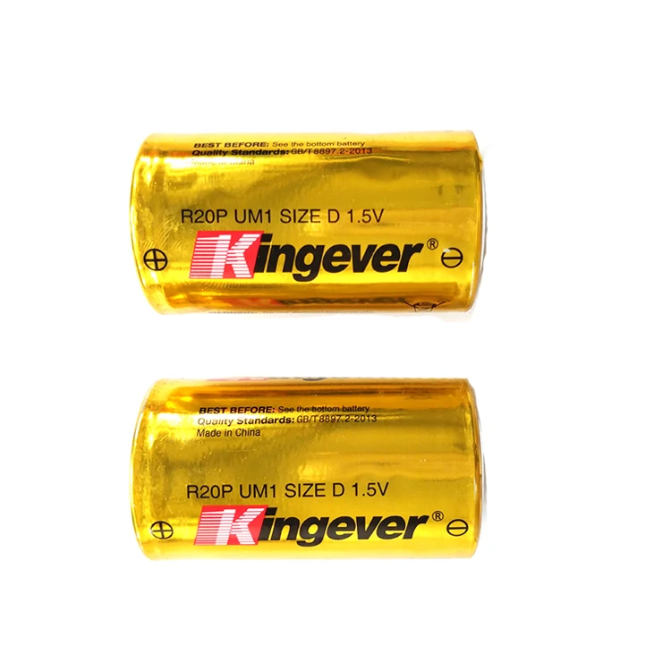 Kingever power battery r20 d size dry cell 1.5v batteries for torch lights
