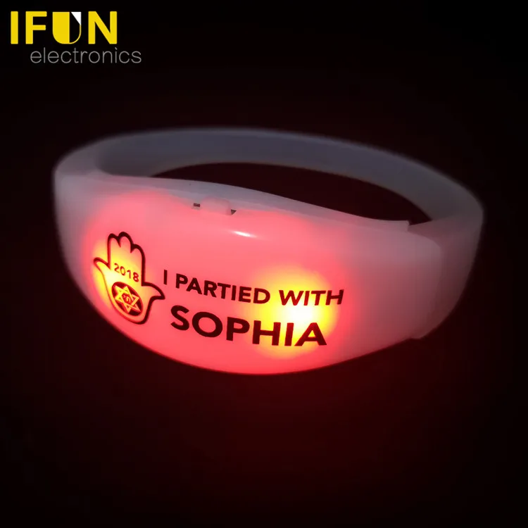 Factory Wholesale Voice and Music Control Multiple Case Color And LED Colors Flashing Lights LED Bracelet Wristband
