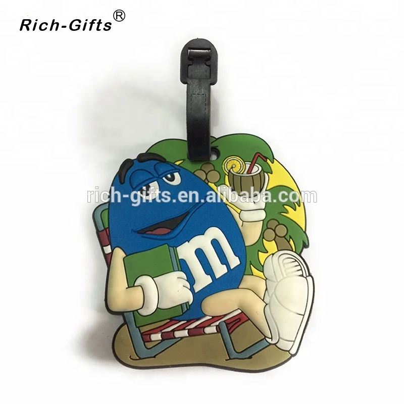Custom 3D PVC rubber cartoon M LOGO Luggage Tags (RL-0039)