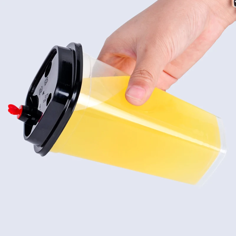 
Square 500ml plastic milkshake PP cup disposable hard boba bubble tea cup pearl milk tea plastic drinking cup 
