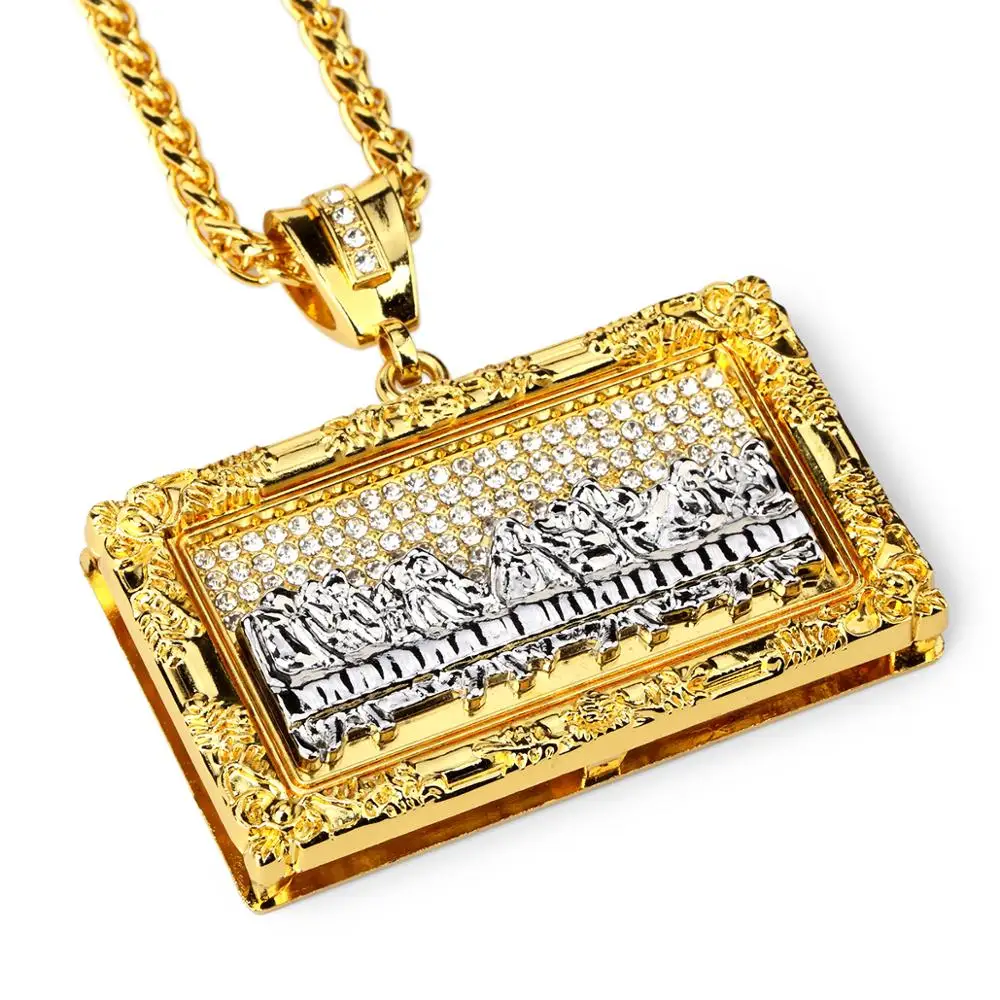 The last supper, Jesus necklace pendant, high quality thick 18 k gold plating hip hop jewelry YSS984