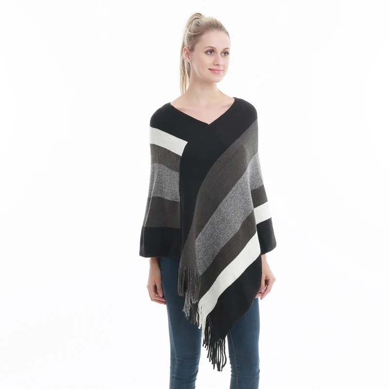 Wholesale acrylic poncho winter lady shawl scarf