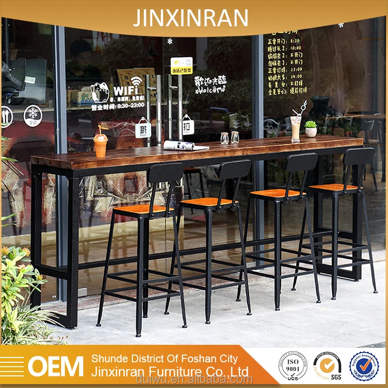 Foshan, оптовая продажа, Железная мебель для бистро, барный стол из массива дерева и паб