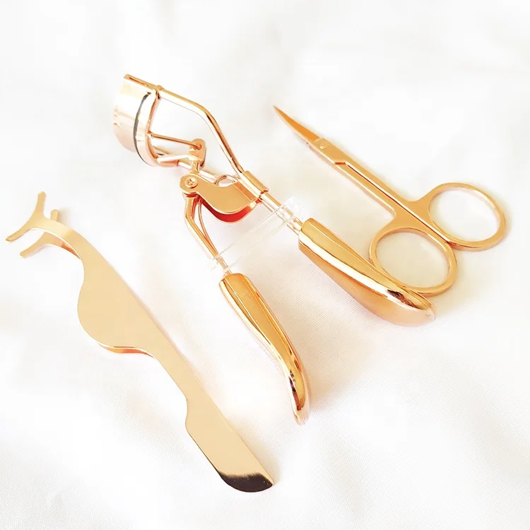 
Eyebrow scissors gold color false eyelash curler wholesale cosmetic extensions tweezer applicators 