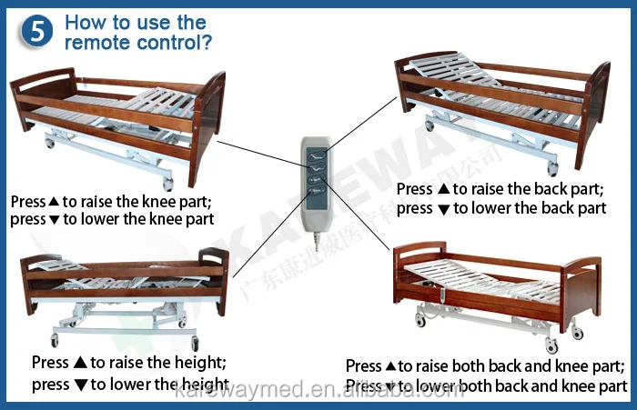 Home Care 3 Functions Hospital Electric Beds for The Elderly Metal and Wood KJW-HD353 200KGS Wooden Onsite Training