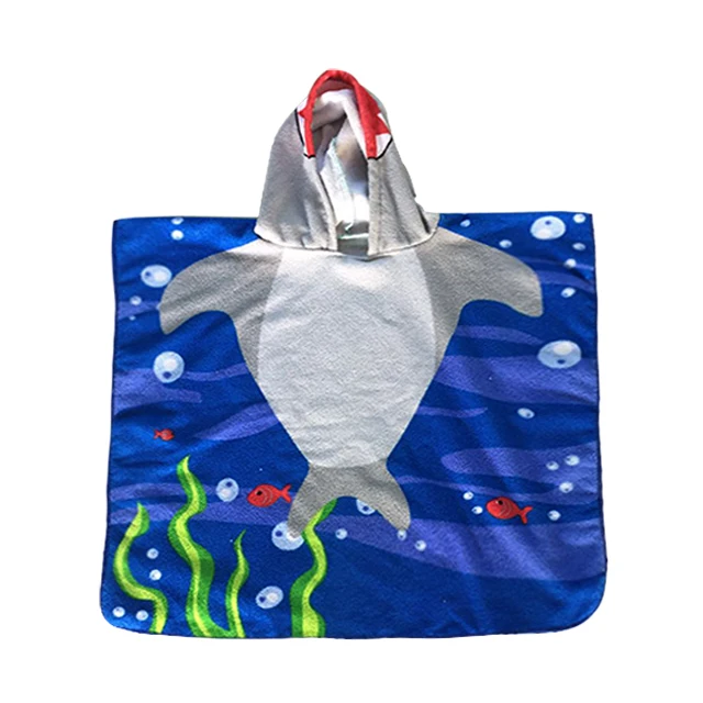 
Custom Logo Kids Beach Hooded Poncho Towel Knitted Boys Girls Mermaid Towels For Children 