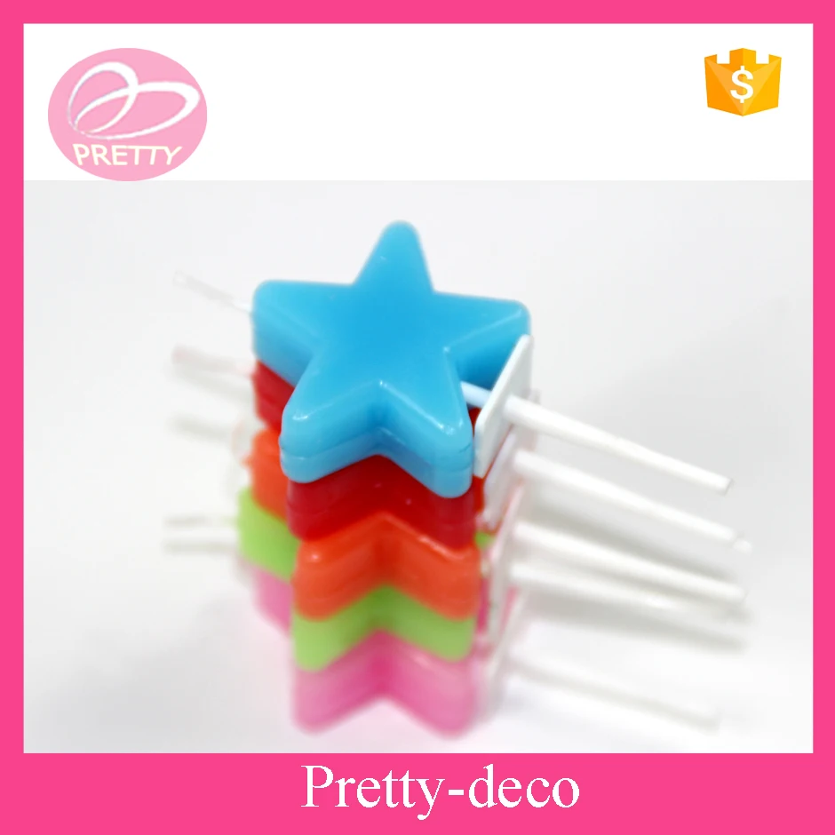 2016 factory directly multi colored star shape stick birthday candle