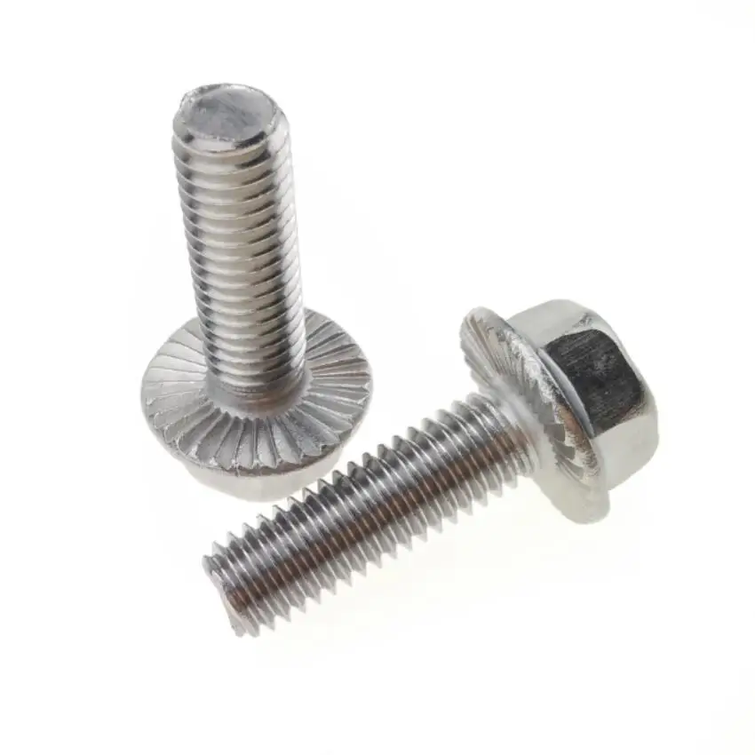 Hex Flange Head Screws with Serration M8 Stainless Steel Fastener