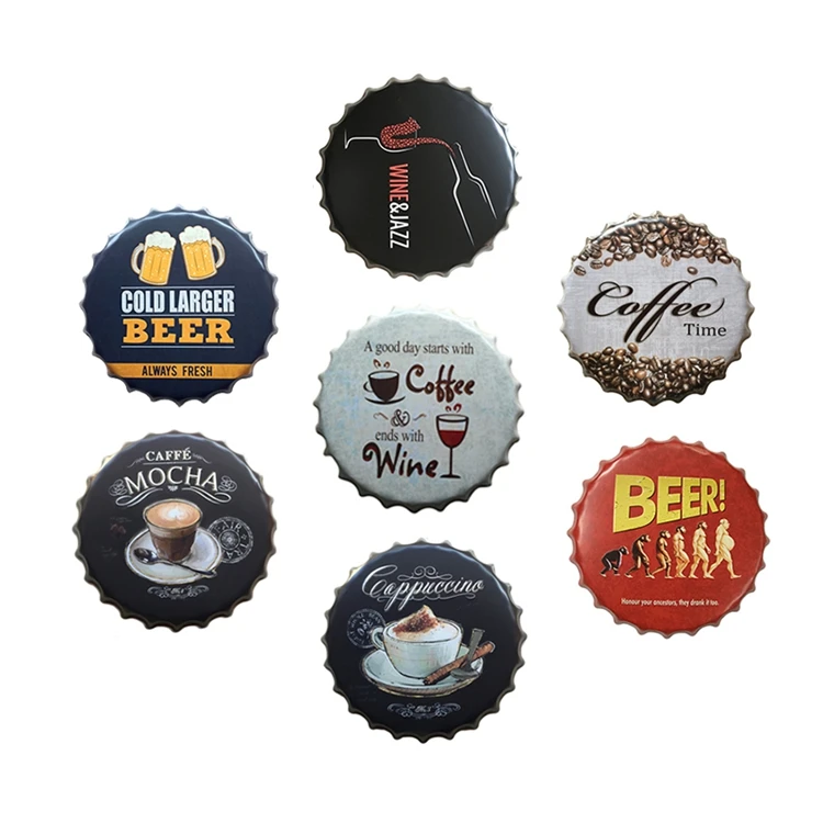 
Customize made tin round hanging beer metal sign for wall 