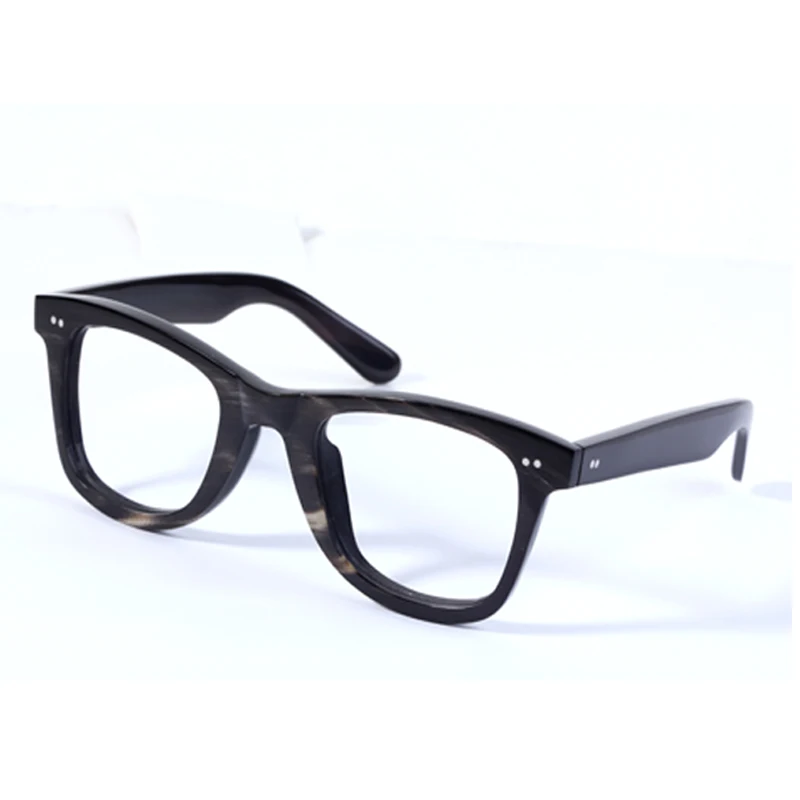 Italy Customized Frame Unisex Eyewear Car Sun Shade Acetate Glasses Frame Black Buffalo Horn Eyeglass Frames Vintage