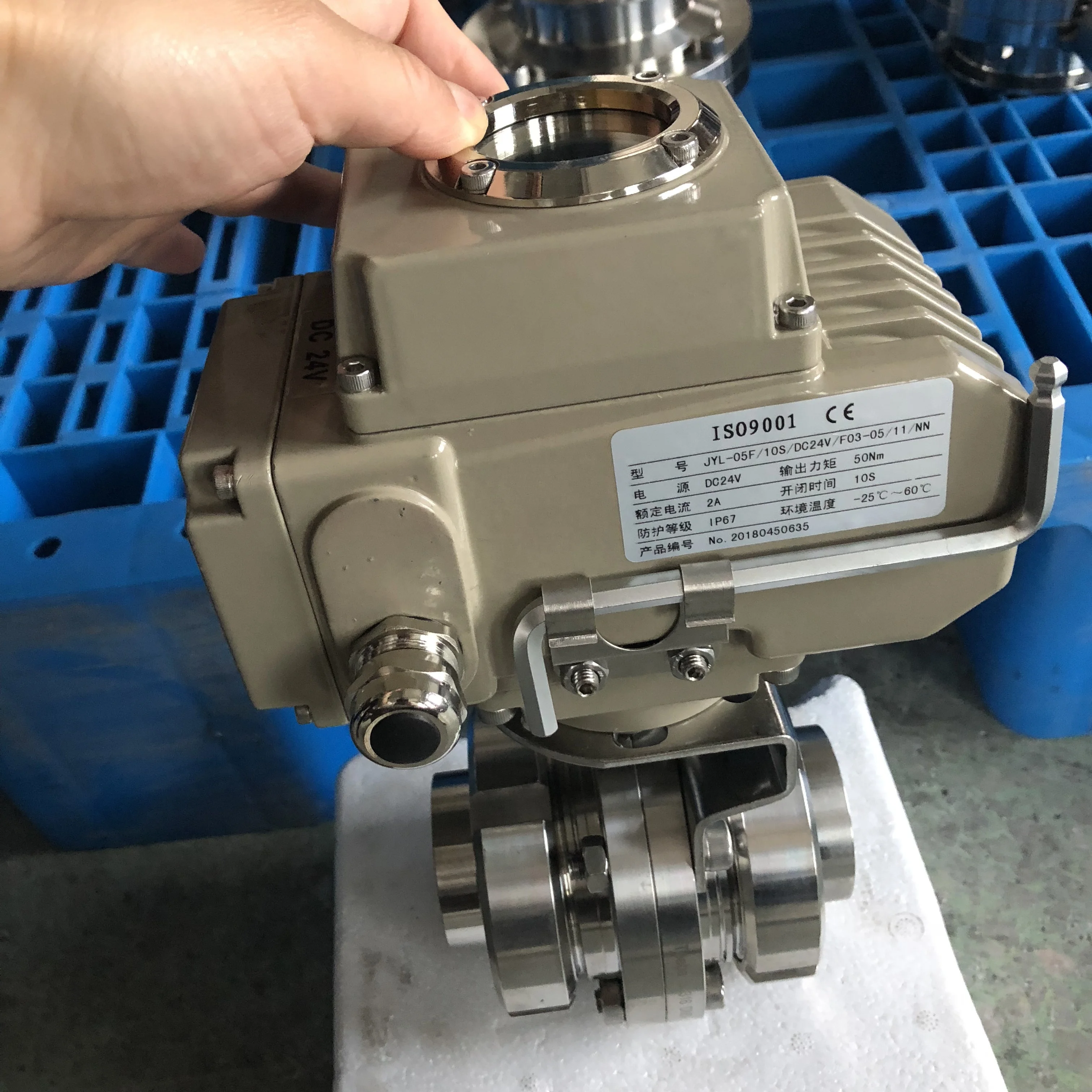 Stainless Steel SS304 union completely butterfly valve Electric actuator