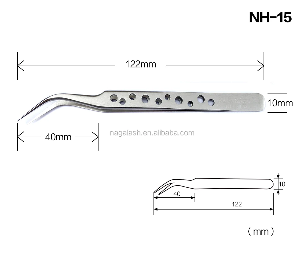 
NAGARAKU 2pcs set straight and curved eyelash extention tweezers 
