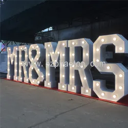 Mr and mrs 4ft led light letters, stackable quality assurance giant marquee letters large for mariage wedding decoration