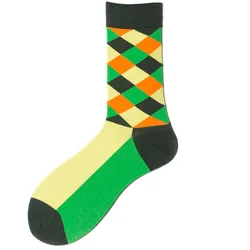 H- 017 ( Free Samples Stock Wholesale ) adults happy design colorful cotton crew dress socks wholesale man sock