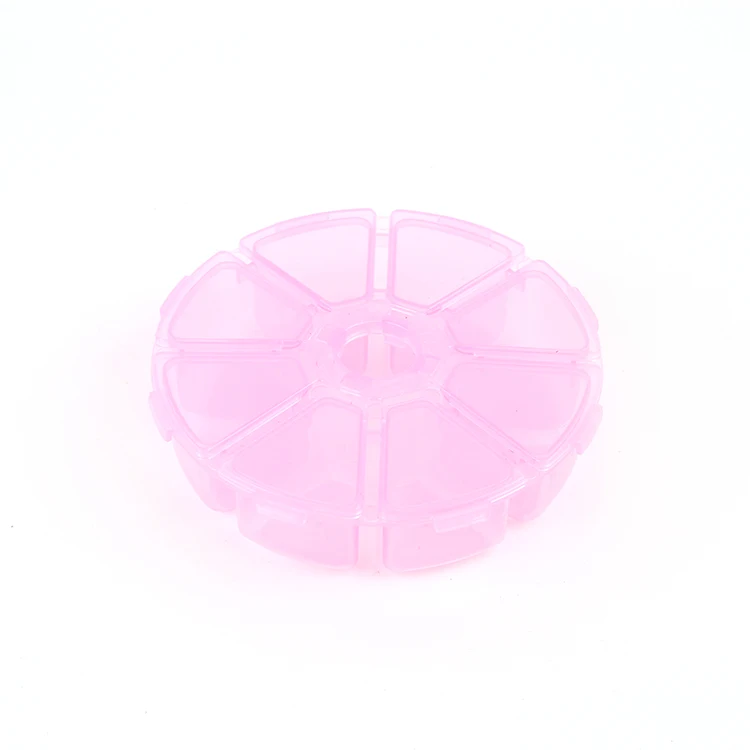 Excellent quality 8 grid round Diy diamond jewelry plastic box